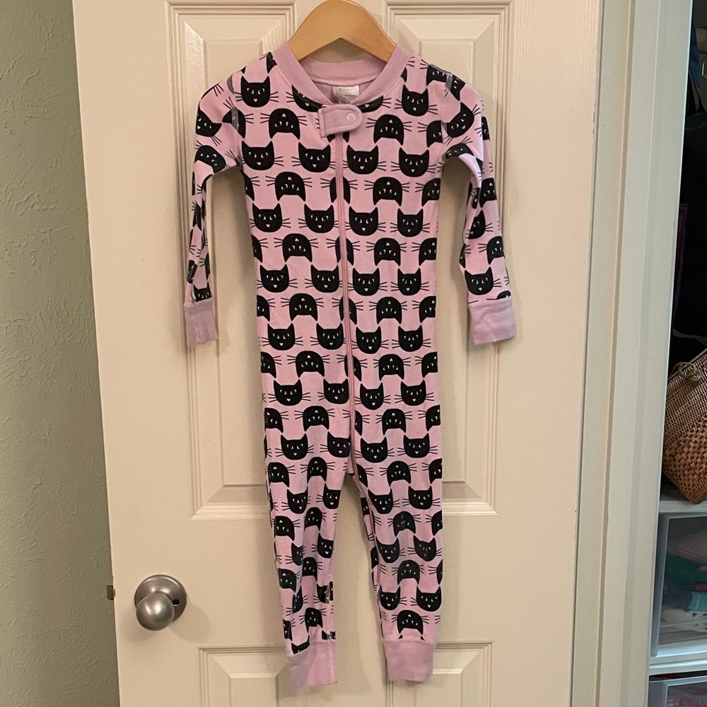 Pink Cat Print Kids One Piece Pajamas Hanna Andersson
